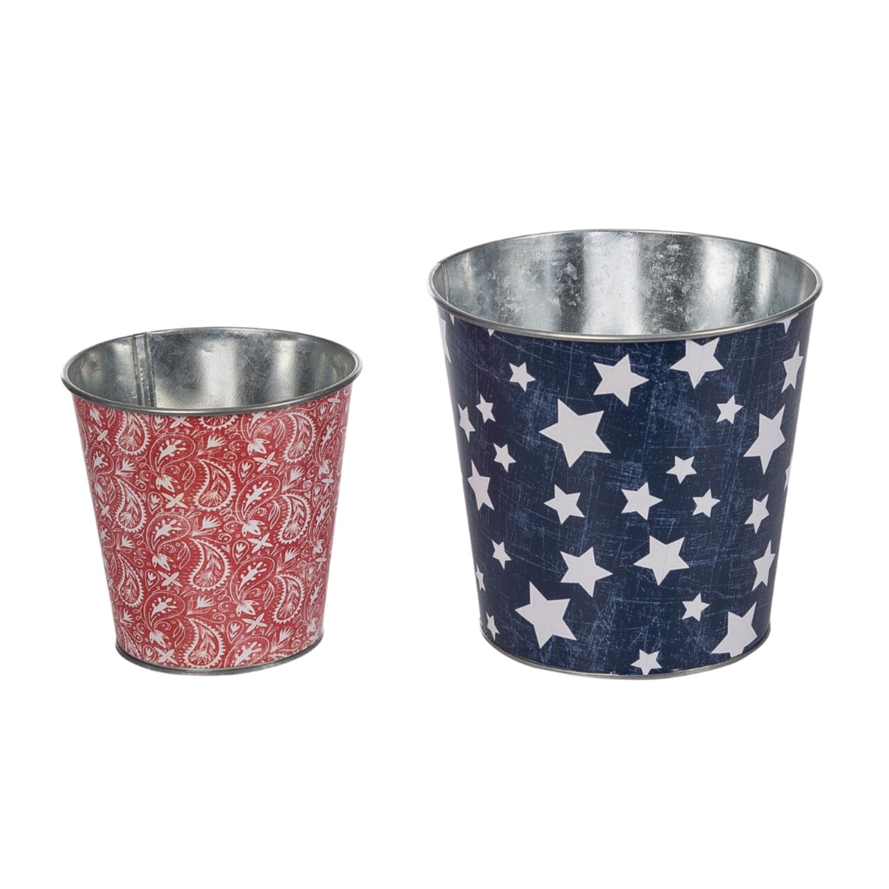 Transpac Set of 2 Metal Americana Containers Home Decor Patriotic July 4th Decorative Objects